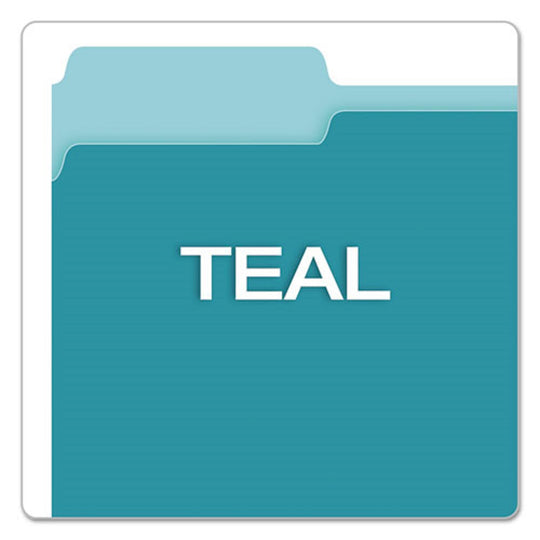 FILE FOLDERS, 1/3 CUT TABS, LETTER SIZE - TEAL/LIGTHT TEAL