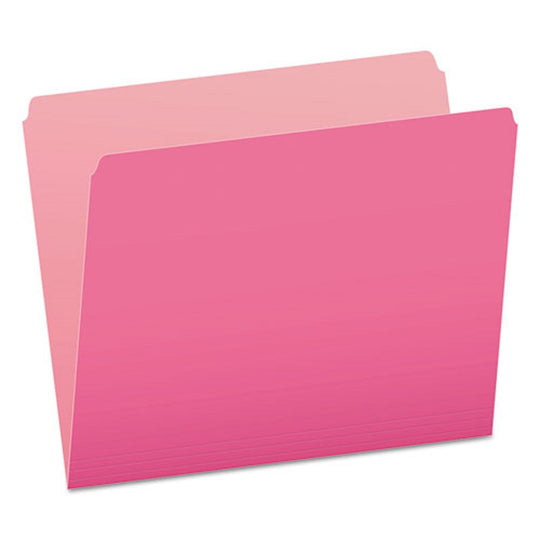 STRAIGHT TAB FILE FOLDERS, LETTER SIZE - PINK/LIGHT PINK