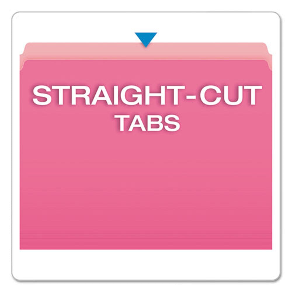 STRAIGHT TAB FILE FOLDERS, LETTER SIZE - PINK/LIGHT PINK