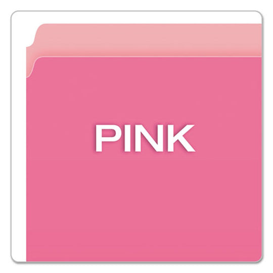 STRAIGHT TAB FILE FOLDERS, LETTER SIZE - PINK/LIGHT PINK