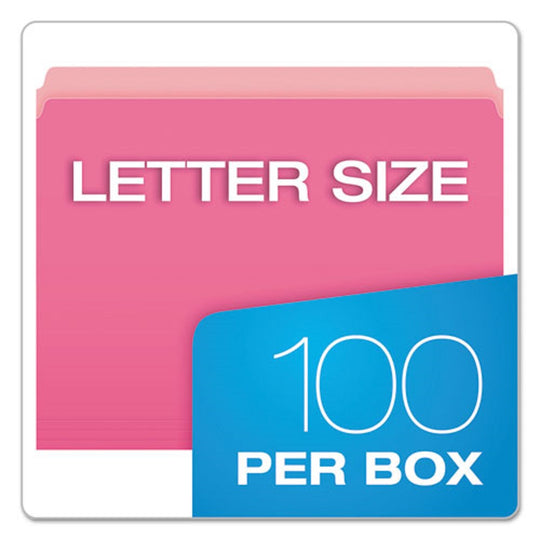 STRAIGHT TAB FILE FOLDERS, LETTER SIZE - PINK/LIGHT PINK