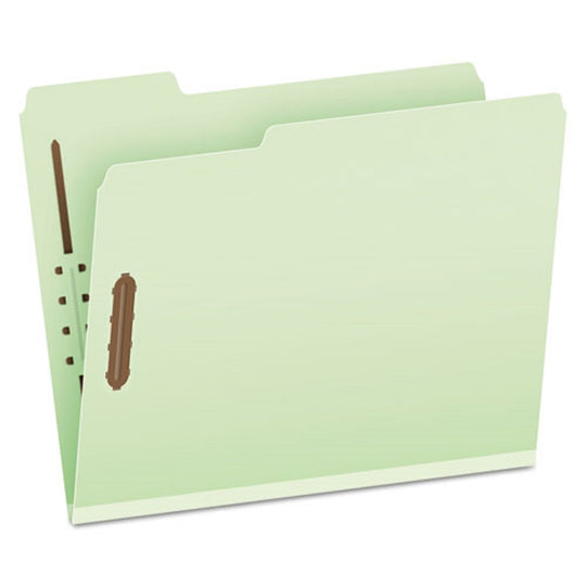 HEAVY DUTY PRESSBOARD FOLDERS W/EMOSSED FASTENERS, LETTER SIZE - GREEN