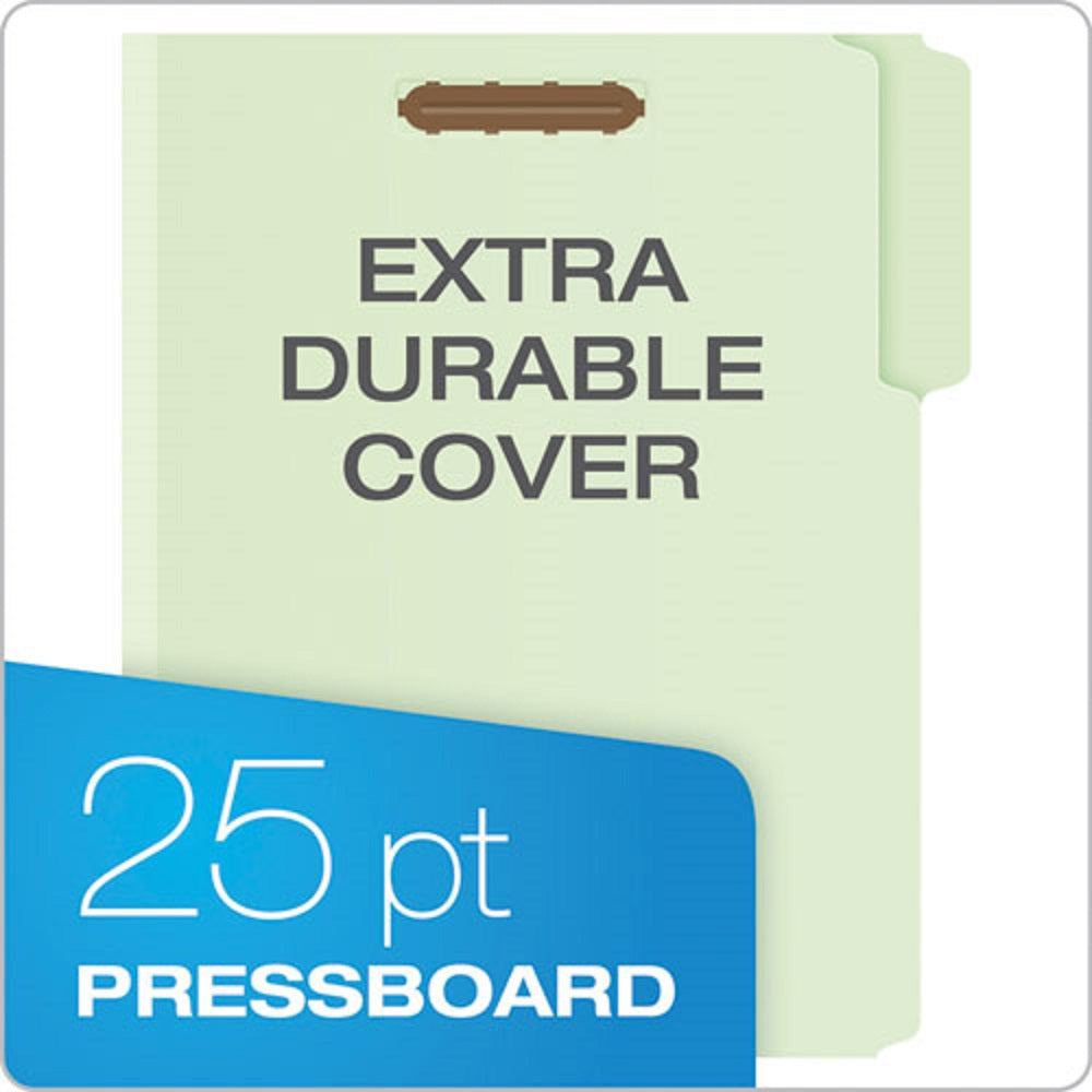 HEAVY DUTY PRESSBOARD FOLDERS W/EMOSSED FASTENERS, LETTER SIZE - GREEN