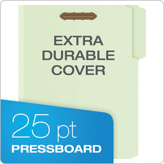 HEAVY DUTY PRESSBOARD FOLDERS W/EMOSSED FASTENERS, LETTER SIZE - GREEN