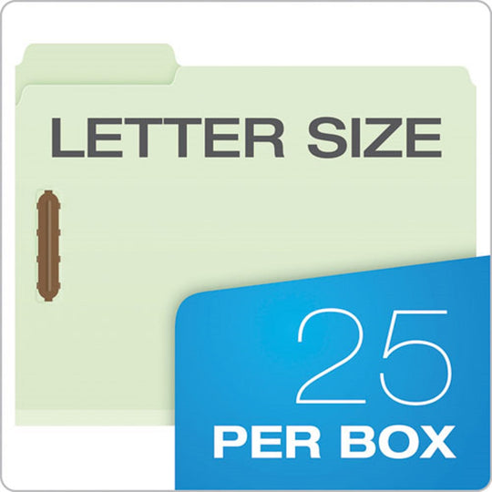 HEAVY DUTY PRESSBOARD FOLDERS W/EMOSSED FASTENERS, LETTER SIZE - GREEN