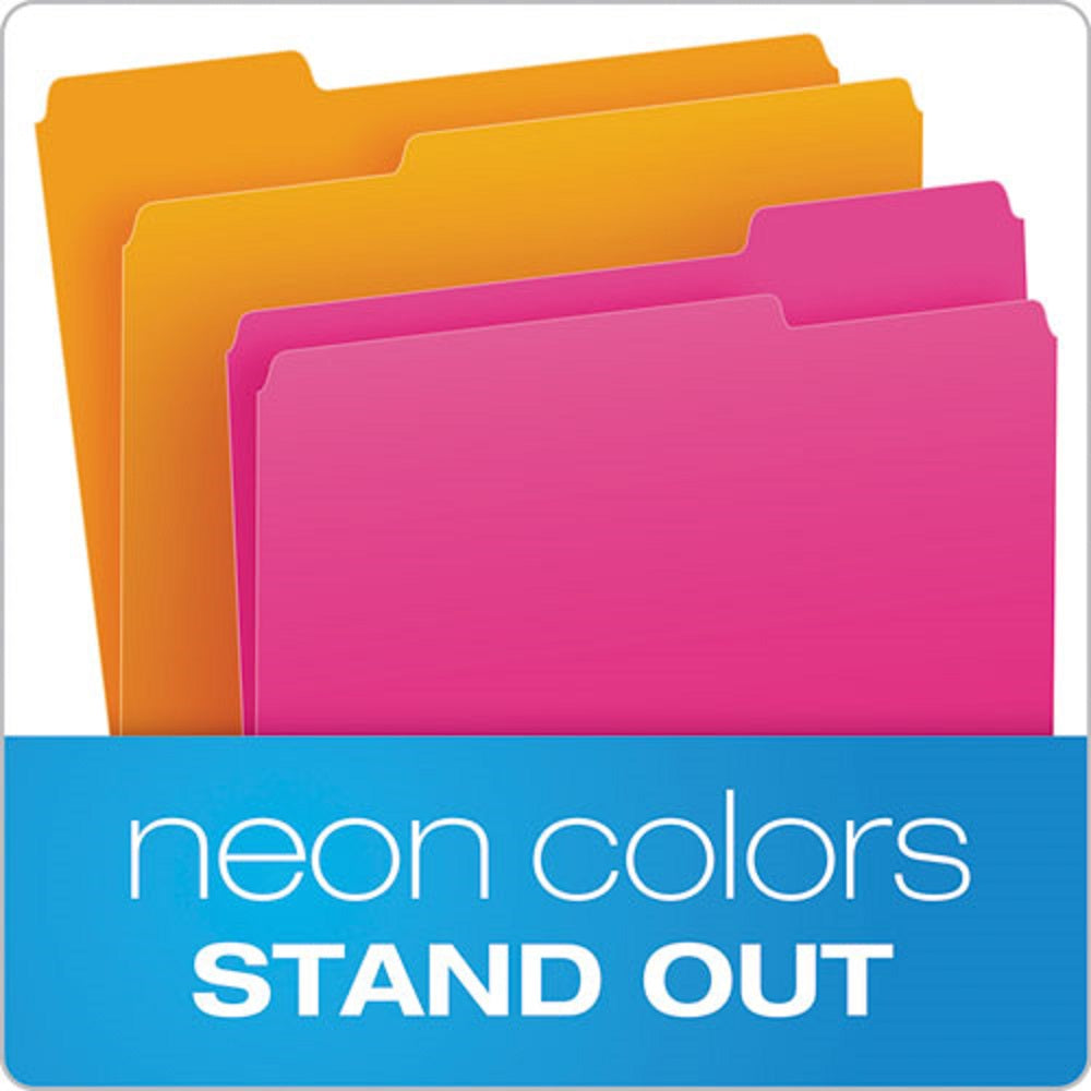 PENDAFLEX GLOW FILE FOLDERS, ASSORTED COLORS - LETTER SIZE