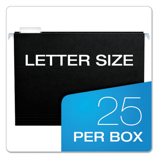 HANGING FOLDERS, 1/5 CUT TABS, LETTER SIZE - BLACK