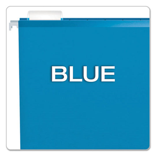 PENDAFLEX COLORED REINFORCED HANGINGG FOLDERS, LETTER SIZE, 1/5 CUT TABS - BLUE