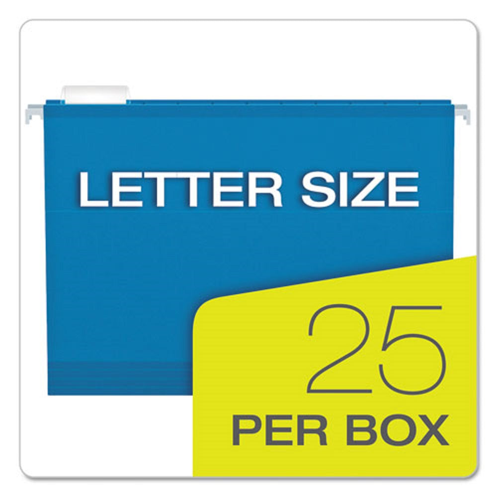 PENDAFLEX COLORED REINFORCED HANGINGG FOLDERS, LETTER SIZE, 1/5 CUT TABS - BLUE