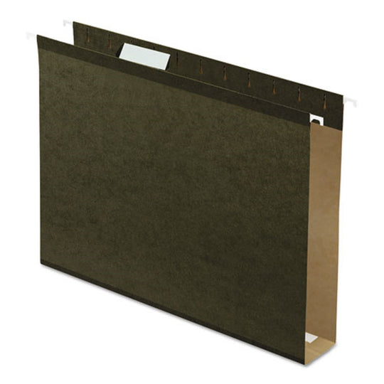 PENDAFLEX EXTRA CAPACITY REINFORCED HANGING FILE FOLDERS W/BOX BOTTOM, LETTER SIZE - GREEN