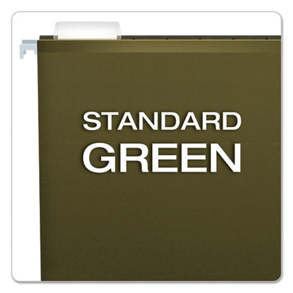 PENDAFLEX EXTRA CAPACITY REINFORCED HANGING FILE FOLDERS W/BOX BOTTOM, LETTER SIZE - GREEN