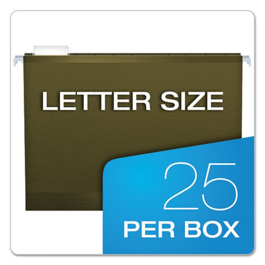 PENDAFLEX EXTRA CAPACITY REINFORCED HANGING FILE FOLDERS W/BOX BOTTOM, LETTER SIZE - GREEN