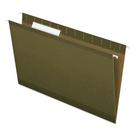 HANGING RECYCLED FILE FOLDER, LEGAL, 1/3 CUT TABS - STANDARD GREEN