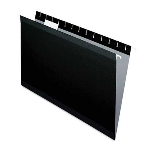 REINFORCED HANGING FOLDERS, 1/5 CUT TABS, LEGAL SIZE - BLACK