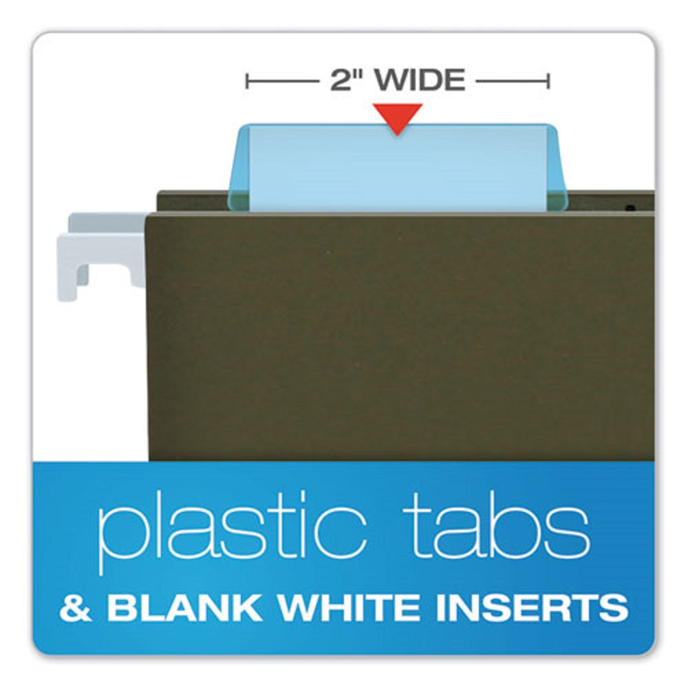 HANGING FOLDER PLASTIC TABS, 1/5 CUT - BLUE