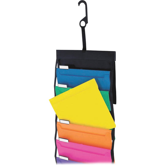 DESK FREE HANGING ORGANIZER W/CASE, 6 SECTIONS, LETTER SIZE - BLACK