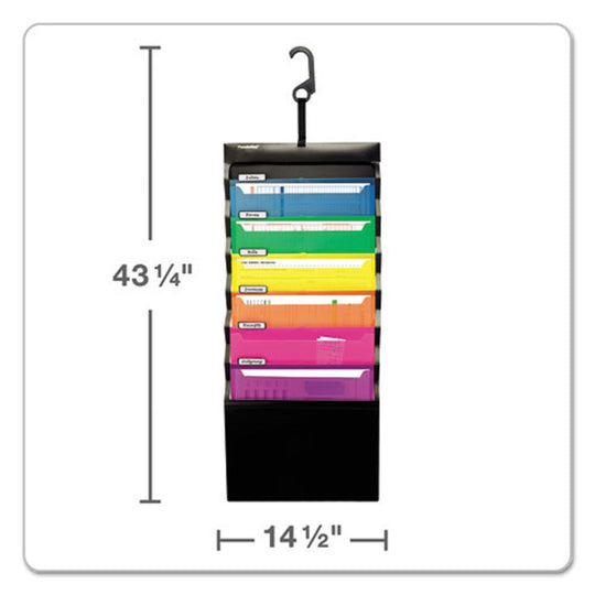 DESK FREE HANGING ORGANIZER W/CASE, 6 SECTIONS, LETTER SIZE - BLACK