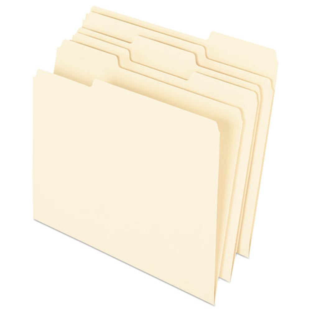 EARTHWISE BY PENDAFLEX 100% RECYCLED FILE FOLDER, 1/3 CUT TABS ASSORTED - MANILA