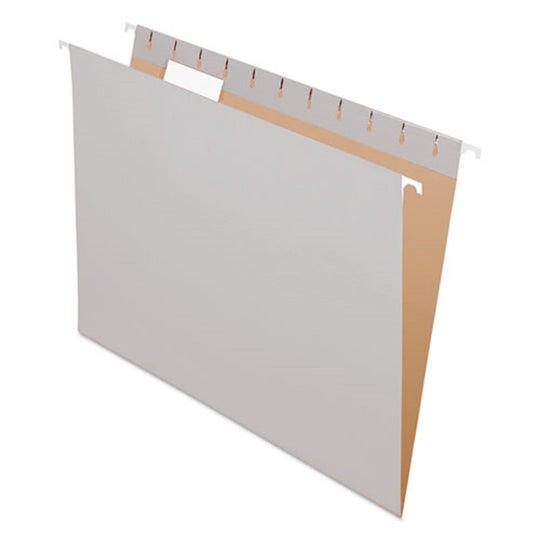 HANGING FOLDERS, LETTER SIZE, 1/5 CUT TABS - GRAY