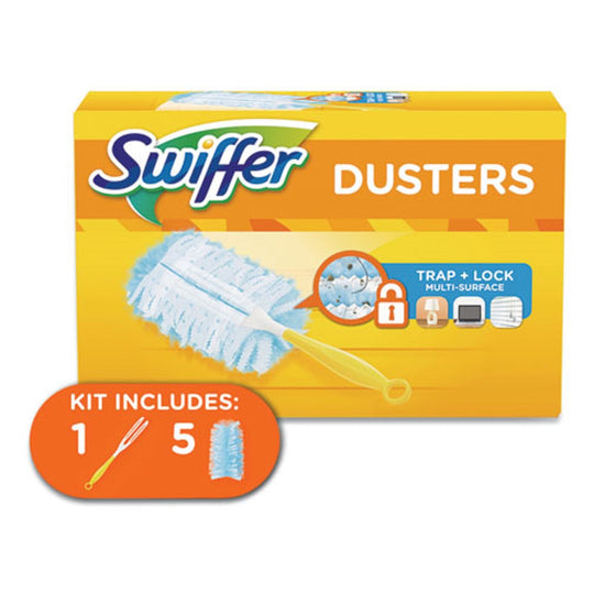 DUSTERS STARTER KIT - DUST LOCK FIBER - 6" HANDLE - BLUE/YELLOW