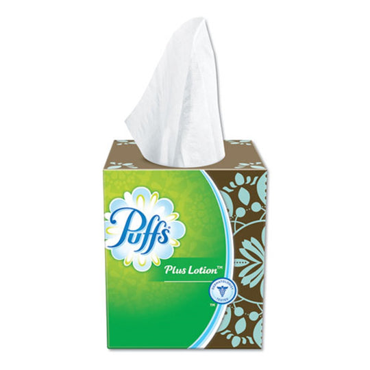 PUFFS PLUS LOTION FACIAL TISSUE - 1 PLY - WHITE - 56 SHEETS/BOX - 24 PACKS/CARTON