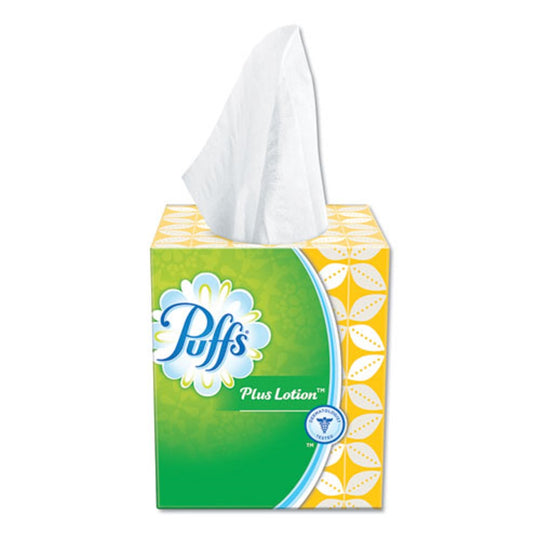 PUFFS PLUS LOTION FACIAL TISSUE - 1 PLY - WHITE - 56 SHEETS/BOX - 24 PACKS/CARTON