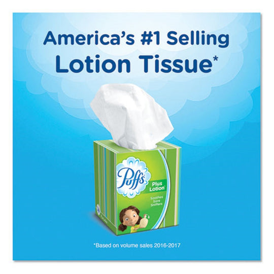 PUFFS PLUS LOTION FACIAL TISSUE - 1 PLY - WHITE - 56 SHEETS/BOX - 24 PACKS/CARTON