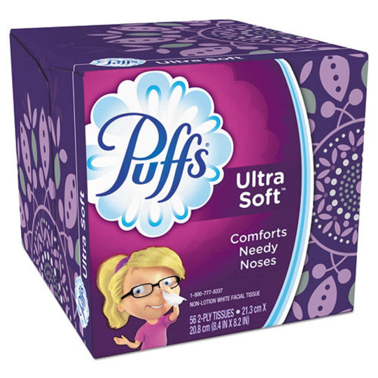 PUFFS ULTRA SOFT FACIAL TISSUE- 2 PLY - WHITE - 56 SHEETS/BOX - 24 BOXES/PACK