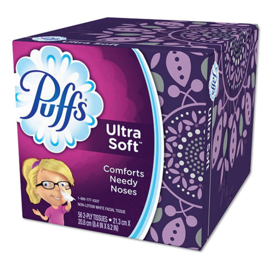 PUFFS ULTRA SOFT FACIAL TISSUE- 2 PLY - WHITE - 56 SHEETS/BOX - 24 BOXES/PACK