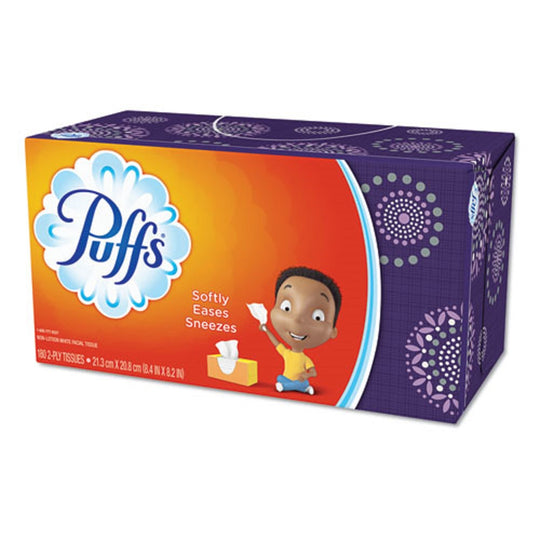 PUFFS® WHITE FACIAL TISSUE - 2 PLY - 180 SHEETS/BOX - 24 BOXES/CARTON