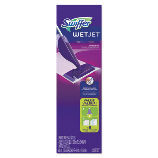 WETJET MOP - WHITE CLOTH HEAD - 46" PURPLE/SILVER/ALUMINUM/PLASTIC HANDLE - 2/CARTON