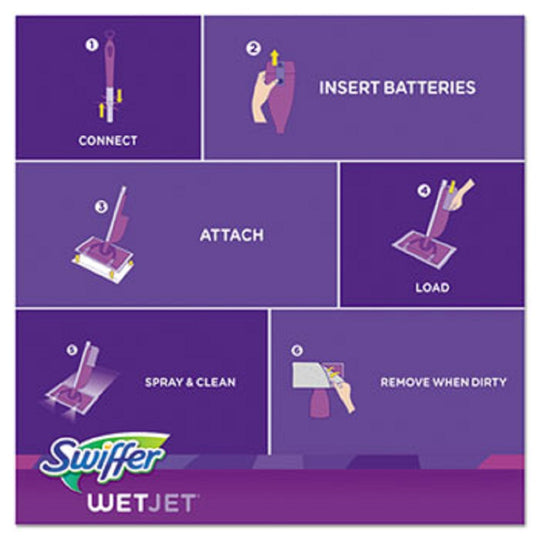 WETJET MOP - WHITE CLOTH HEAD - 46" PURPLE/SILVER/ALUMINUM/PLASTIC HANDLE - 2/CARTON