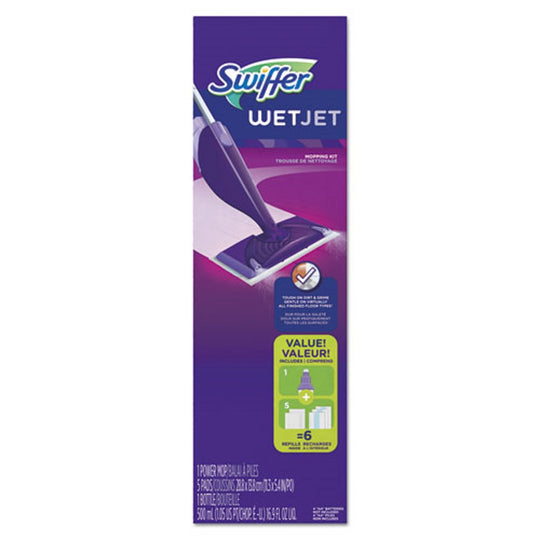 WETJET MOP - WHITE CLOTH HEAD - 46" PURPLE/SILVER - ALUMINUN/PLASTIC HANDLE