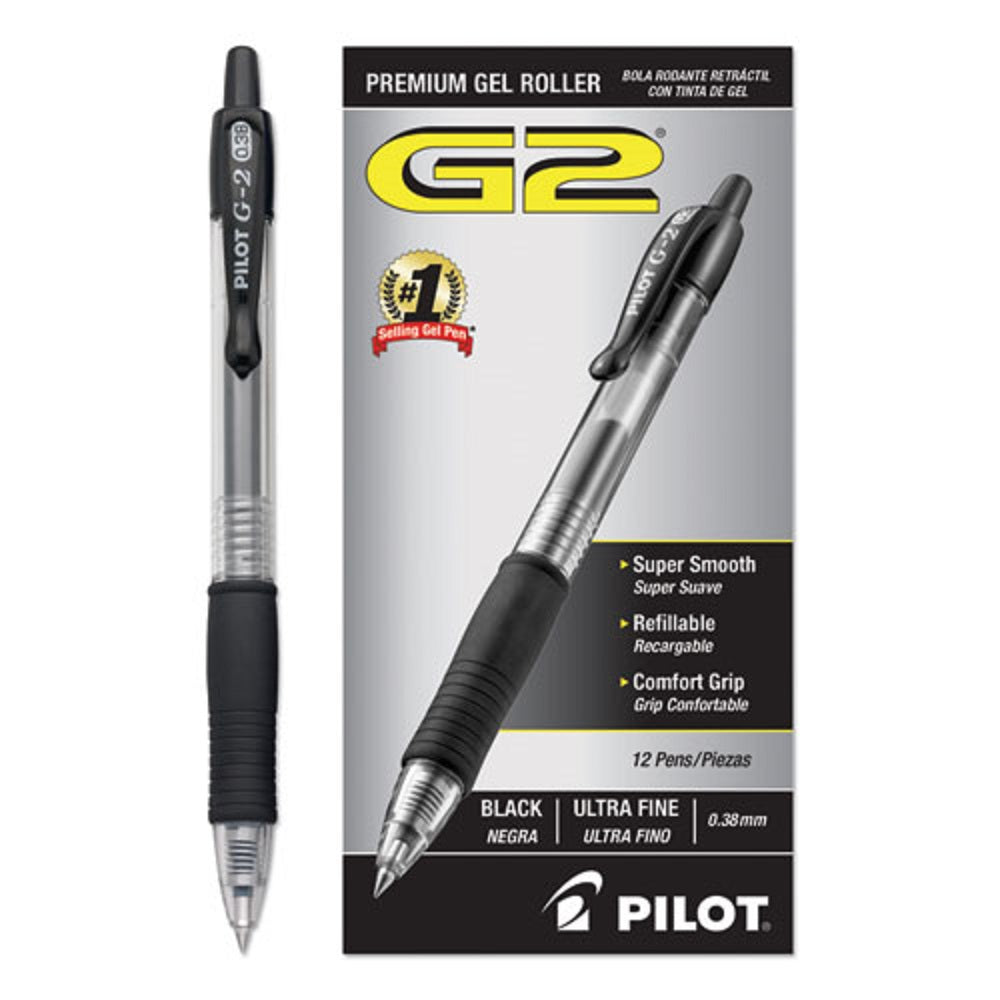 G2 PREMIUM RETRACTABLE GEL PEN CONVENIENCE PACK - EXTRA FINE - BLACK INK -  1/DOZEN