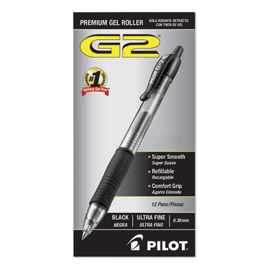 G2 PREMIUM RETRACTABLE GEL PEN CONVENIENCE PACK - EXTRA FINE - BLACK INK -  1/DOZEN