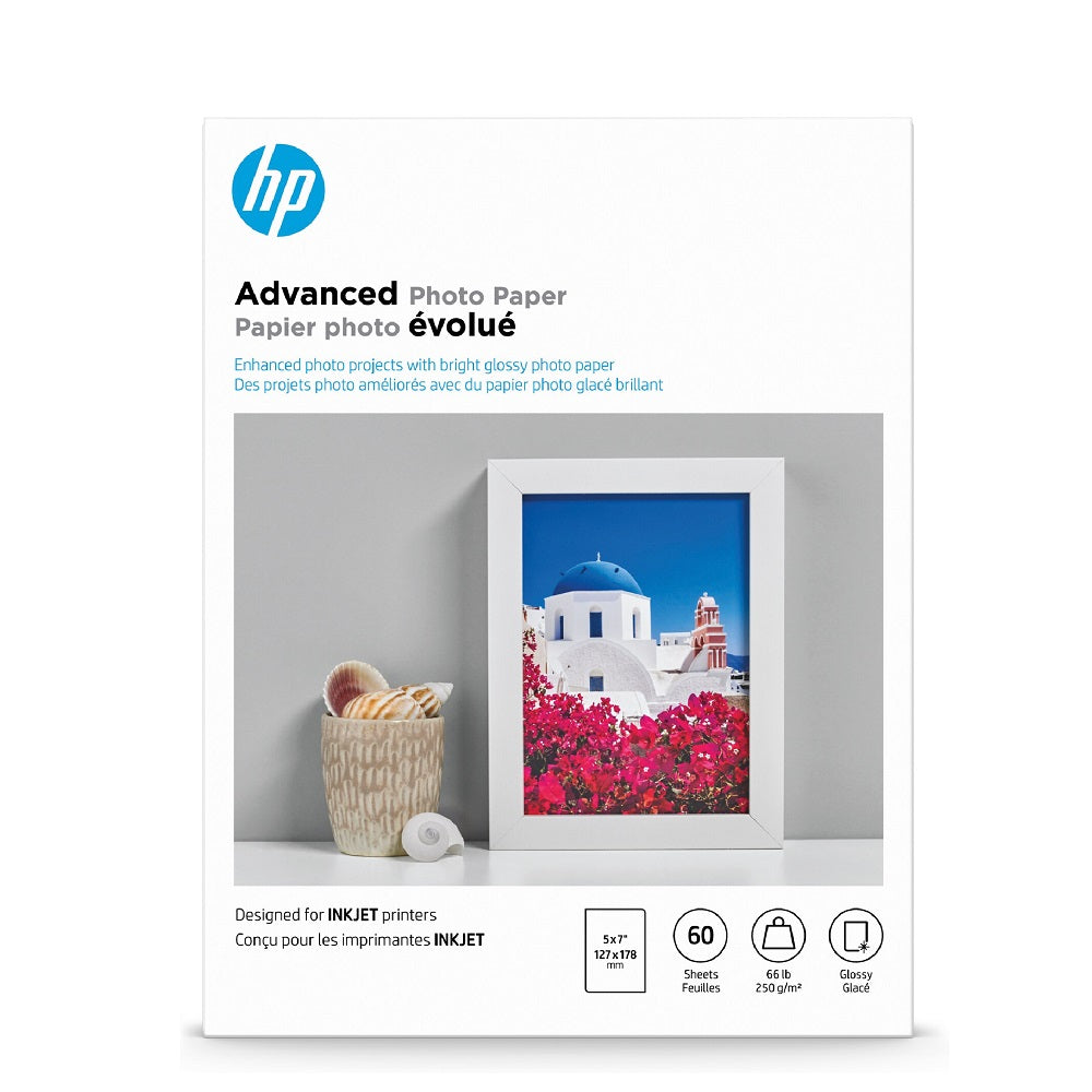 HP (Q8690A) Advanced Photo Paper 66# Glossy (5" x 7") (60 Sheets/ Pkg)