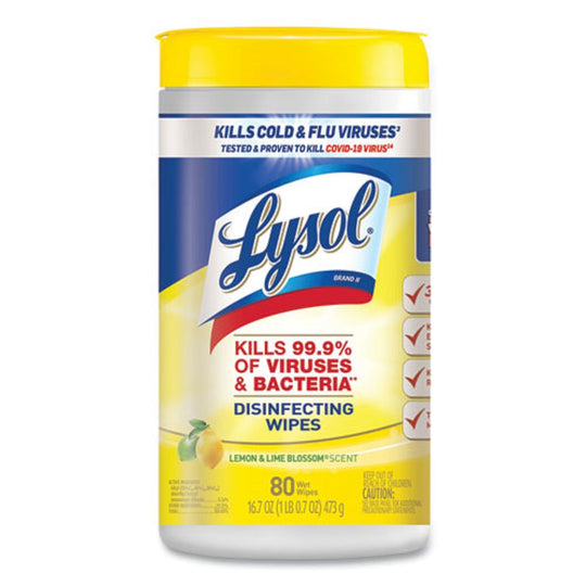 LYSOL DISINFECTANT WIPES - LEMON AND LIME BLOSSOM - 80 WIPES/CANISTER