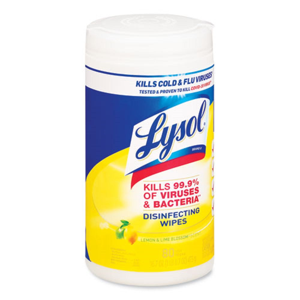 LYSOL DISINFECTANT WIPES - LEMON AND LIME BLOSSOM - 80 WIPES/CANISTER