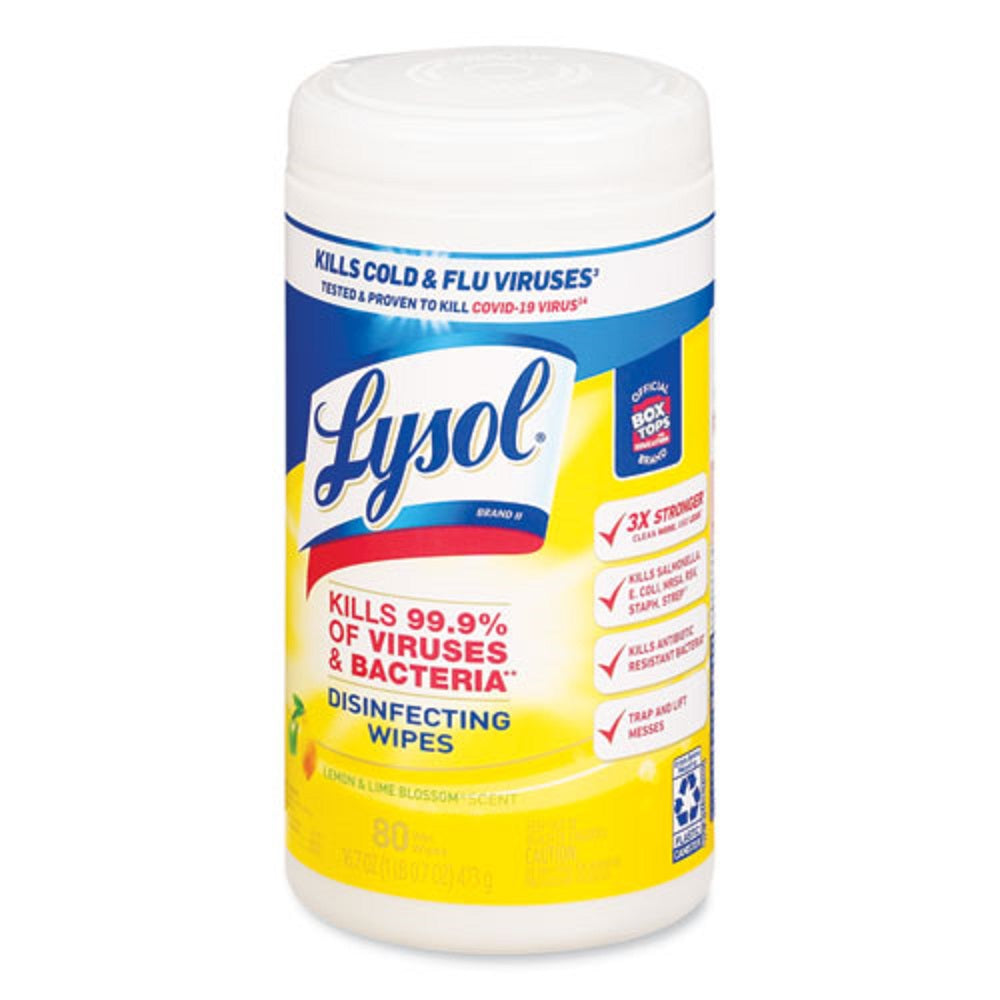 LYSOL DISINFECTANT WIPES - LEMON AND LIME BLOSSOM - 80 WIPES/CANISTER