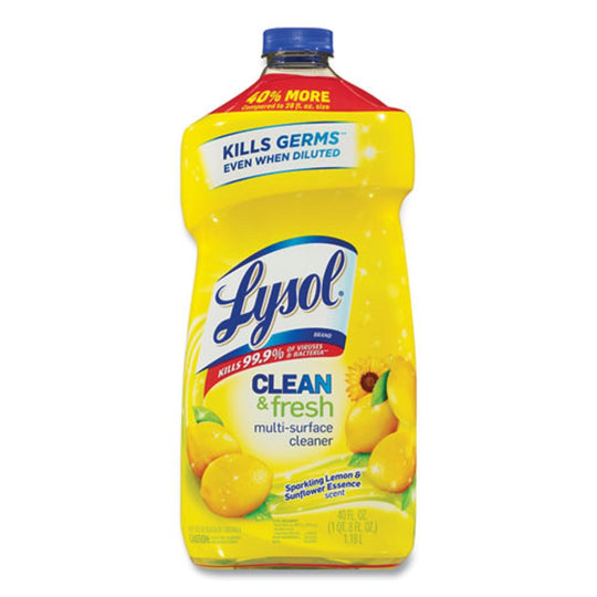 LYSOL CLEAN AND FRESH MULTI-SURFACE CLEANER - SPARKLING LEMON AND SUNFLOWER ESSENCE SCENT - 40 oz BOTTLE