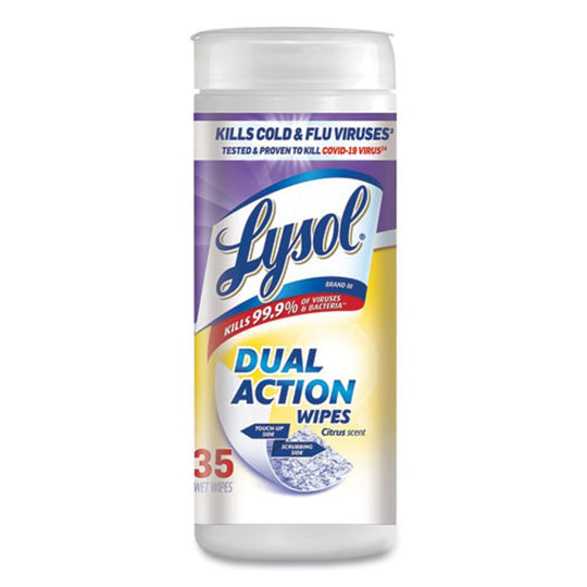 LYSOL DUAL ACTION DISINFECTING WIPES - CITRUS - 35/CANISTER