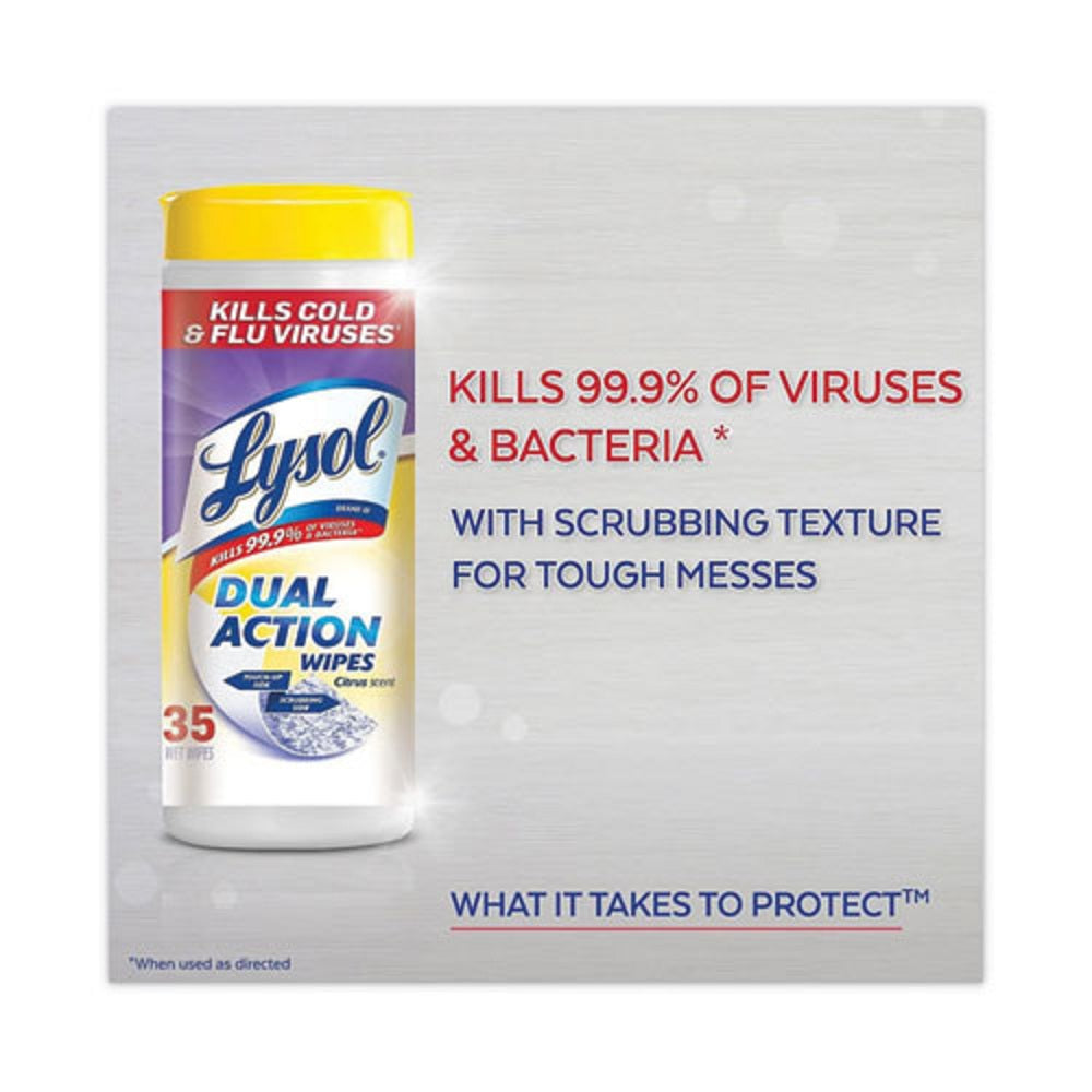 LYSOL DUAL ACTION DISINFECTING WIPES - CITRUS - 35/CANISTER