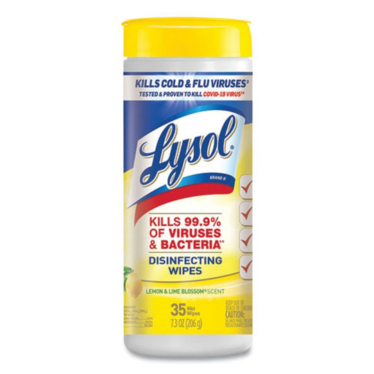 LYSOL DISINFECTING WIPES - LEMON AND LIME BLOSSOM - 35 WIPES/CANISTER  - 12 CANISTERS/CARTON