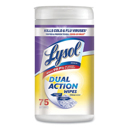 LYSOL DUAL ACTION DISINFECTIONG WIPES - CITRUS -75/CANISTER