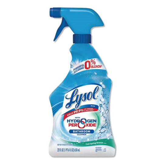 LYSOL BATHROOM CLEANER WITH HYDROGEN PEROXIDE - COOL SPRING BREEZE - 22 oz TRIGGER SPRAY BOTTLE - 12/CARTON