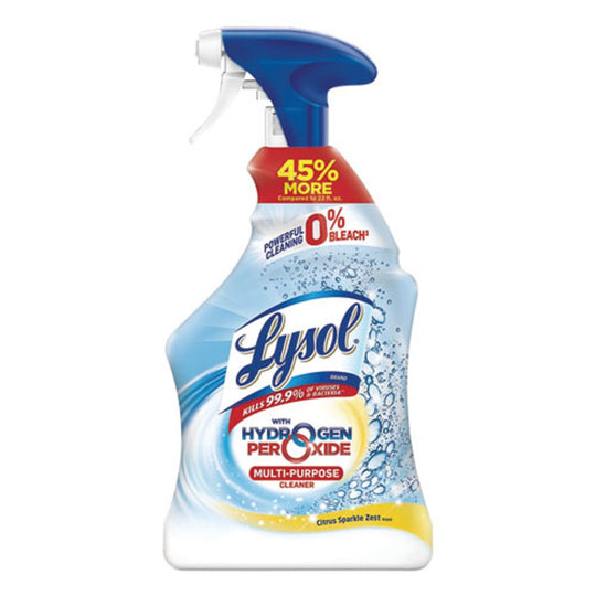 LYSOL MULTI-PURPOSE HYDROGEN PEROXIDE CLEANER - CITRUS SPARKLE ZEST - 32 oz TRIGGER SPRAY BOTTLE - 9/CARTON