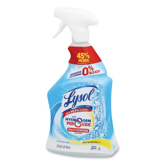 LYSOL MULTI-PURPOSE HYDROGEN PEROXIDE CLEANER - CITRUS SPARKLE ZEST - 32 oz TRIGGER SPRAY BOTTLE - 9/CARTON