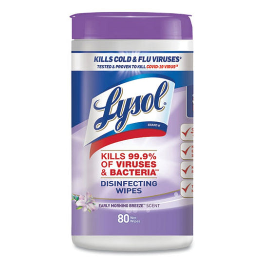 LYSOL DISINFECTING WIPES - EARLY MORNING BREEZE - 80 WIPES/CANISTER