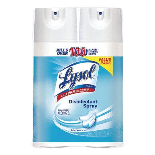 LYSOL DISINFECTANT SPRAY - CRISP LINEN - 12.5 oz AEROSOL SPRAY - 2/PACK - 6 PACK/CARTON