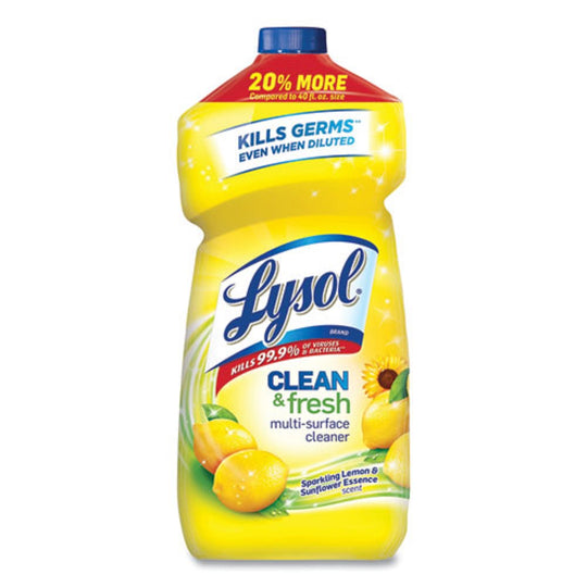 LYSOL CLEAN AND FRESH MULTI-SURFACE CLEANER - SPARKLING LEMON AND SUNFLOWER ESSENCE - 48 oz BOTTLE - 9/CARTON